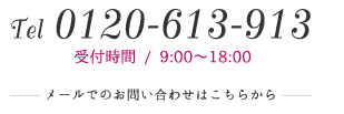 TEL0120-613-913 受付時間9:00-18:00